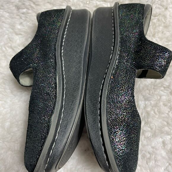 Alegria leather black suede Mary Jane with multi color sparkling glitter… - Picture 5 of 9